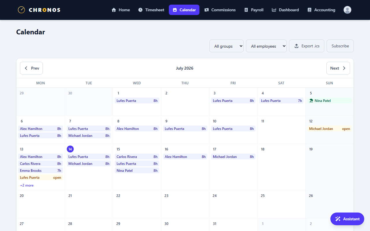 Shift calendar